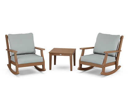 Country Living Wovendale 3-Piece Deep Seating Rocker Set in Teak / Spa