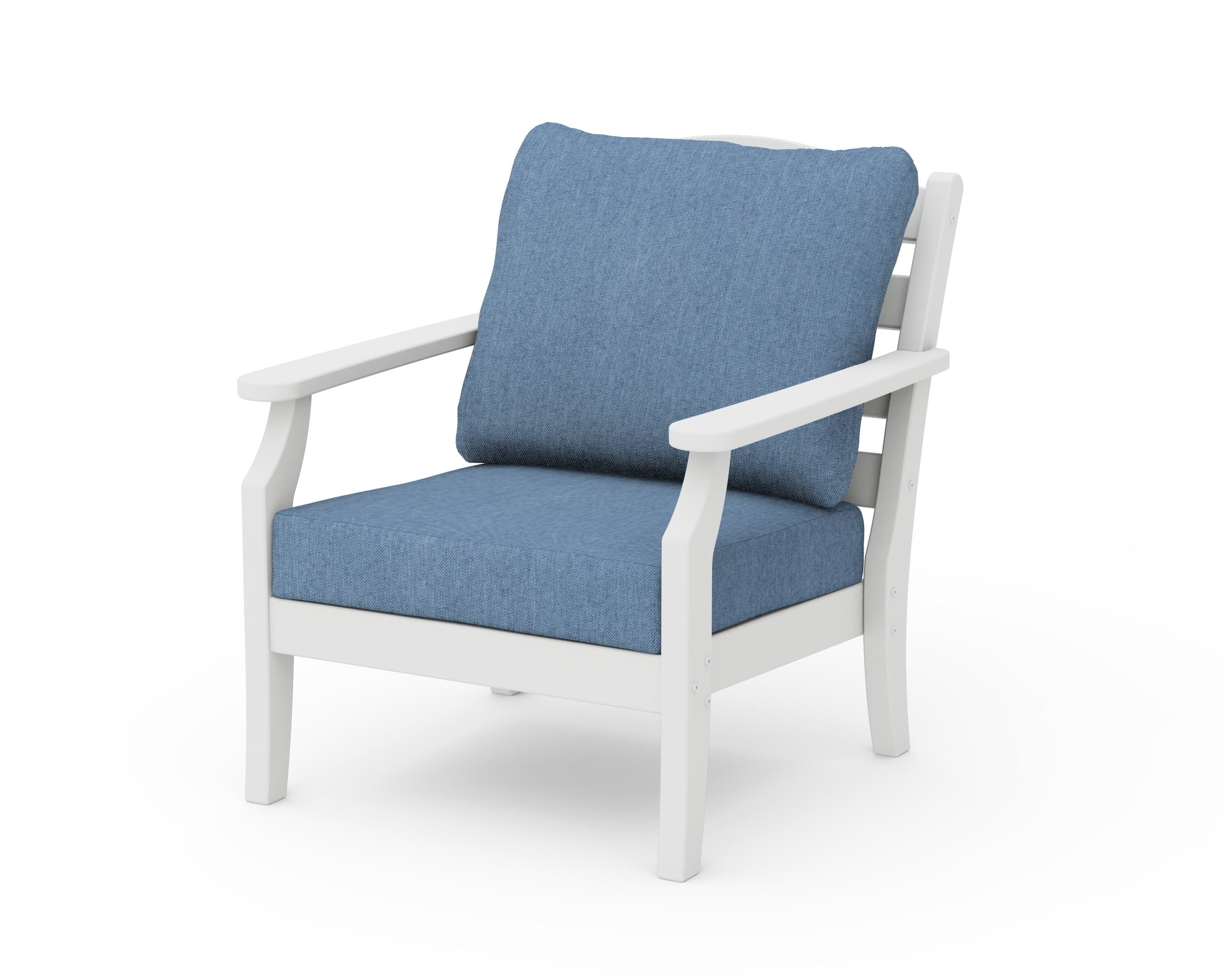 Draper James™ by  POLYWOOD® Savannah Deep Seating Chair in White / Sky Blue