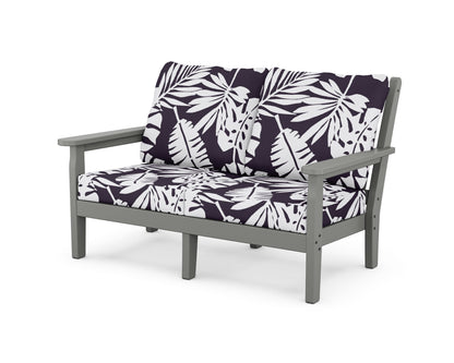 POLYWOOD® Chippendale Deep Seating Loveseat in Slate Grey / Leaf Navy