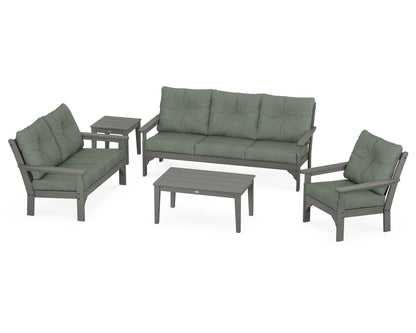 POLYWOOD® Vineyard 5 Piece Deep Seating Set in Slate Grey / Cast Sage