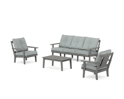 POLYWOOD® Prairie 4-Piece Deep Seating Set with Sofa in Slate Grey / Spa