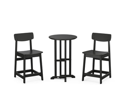 POLYWOOD® Modern Studio Urban Chair 3-Piece Bistro Counter Set in Black