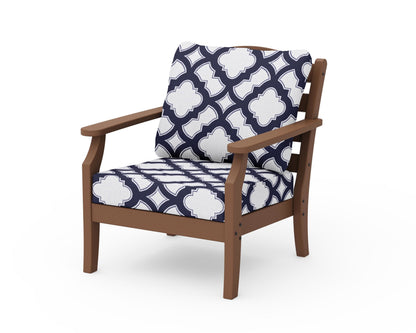 Draper James™ by  POLYWOOD® Savannah Deep Seating Chair in Teak / Trellis Navy