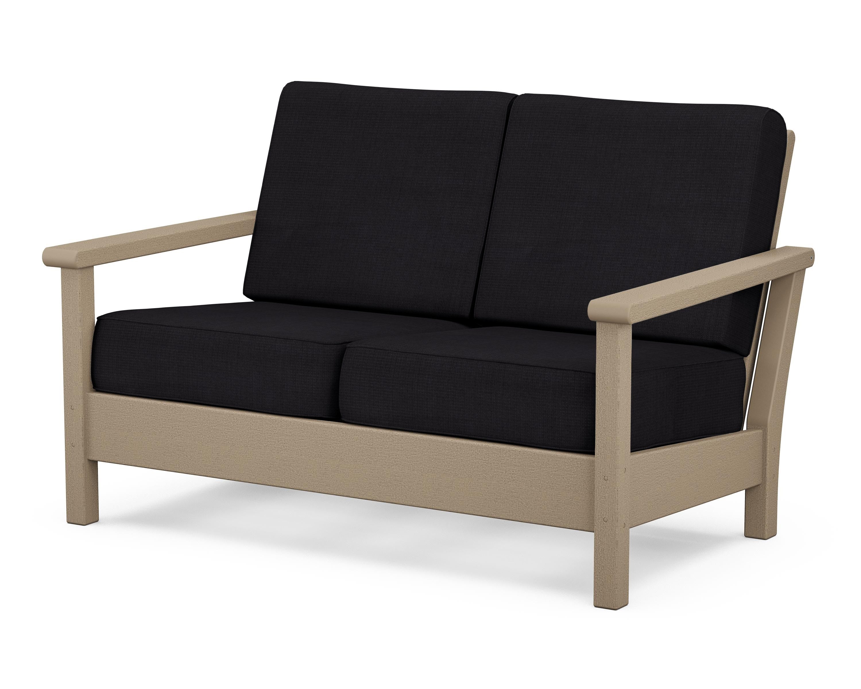 POLYWOOD® Harbour Deep Seating Loveseat in Vintage Sahara / Midnight Linen