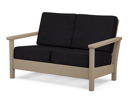 POLYWOOD® Harbour Deep Seating Loveseat in Vintage Sahara / Midnight Linen