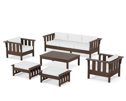 Martha Stewart by POLYWOOD® Acadia 6-Piece Lounge Sofa Set in Mahogany / Natural