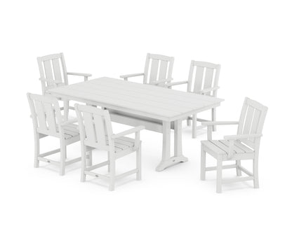 POLYWOOD® Mission Arm Chair 7-Piece Farmhouse Dining Set with Trestle Legs in White