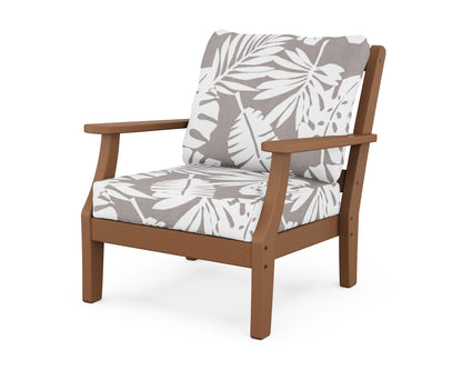 Martha Stewart by POLYWOOD® Chinoiserie Deep Seating Chair in Teak / Leaf Grey Mist