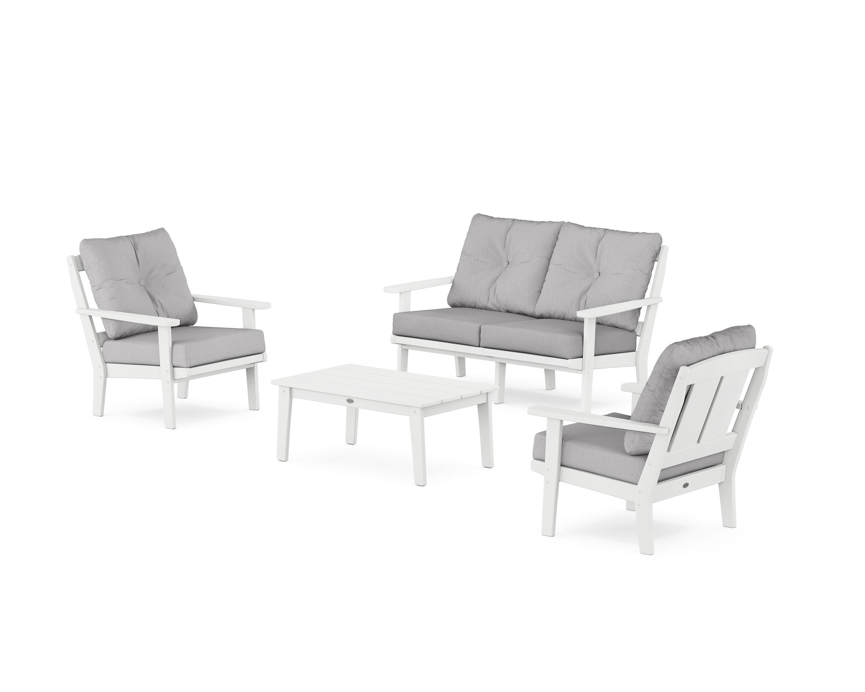 POLYWOOD® Mission 4-Piece Deep Seating Set with Loveseat in White / Granite