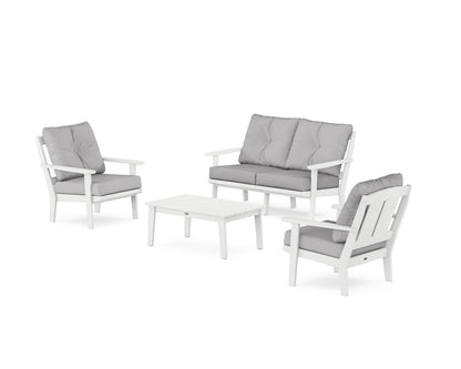 POLYWOOD® Mission 4-Piece Deep Seating Set with Loveseat in White / Granite