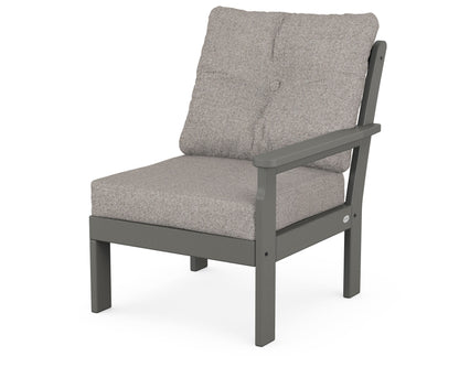 POLYWOOD® Vineyard Modular Right Arm Chair in Slate Grey / Weathered Tweed