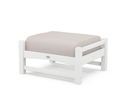 POLYWOOD® Club Ottoman in White / Dune Burlap