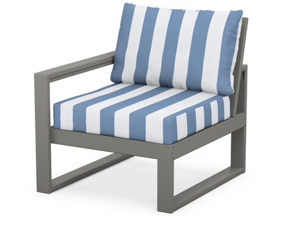 POLYWOOD® EDGE Modular Left Arm Chair in Slate Grey / Cabana Stripe Sky Blue