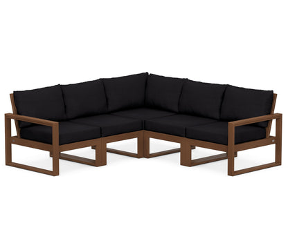 POLYWOOD® EDGE 5-Piece Modular Deep Seating Set in Teak / Midnight Linen