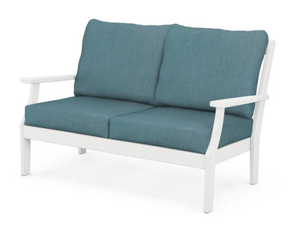 POLYWOOD® Braxton Deep Seating Loveseat in White / Ocean Teal
