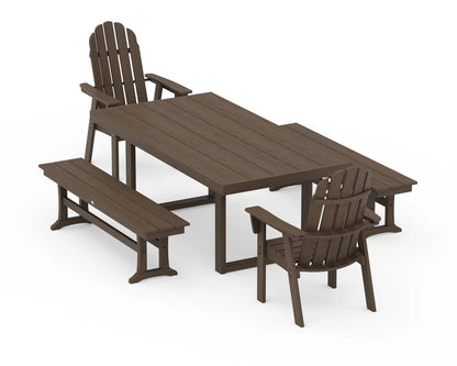 Vineyard Adirondack 5-Piece Dining Set with Benches