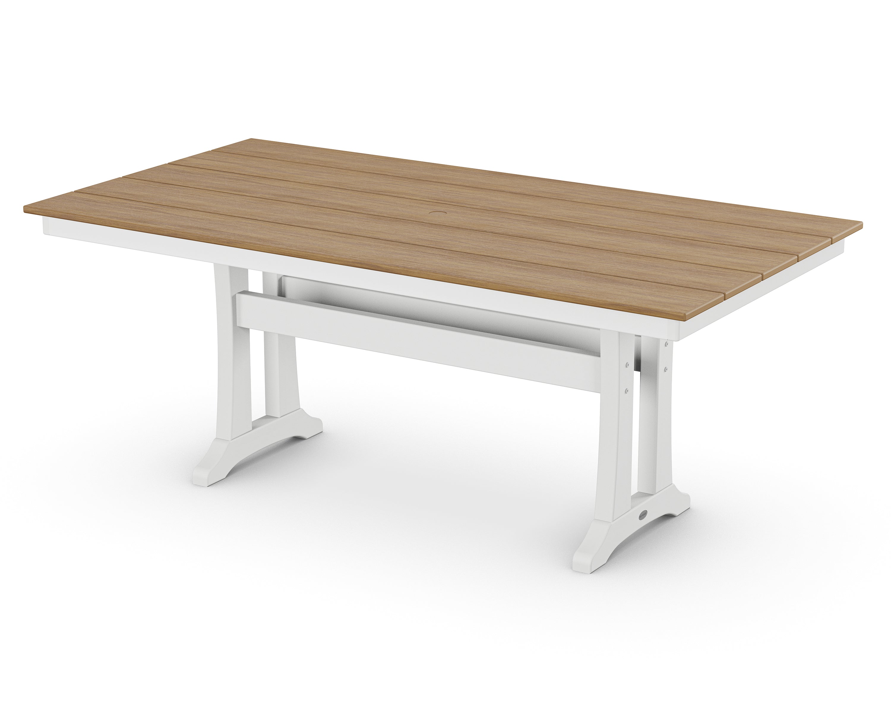 POLYWOOD® Farmhouse Trestle 37" x 72" Dining Table in White / Natural