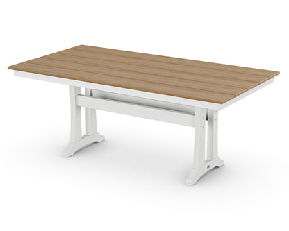 POLYWOOD® Farmhouse Trestle 37" x 72" Dining Table in White / Natural