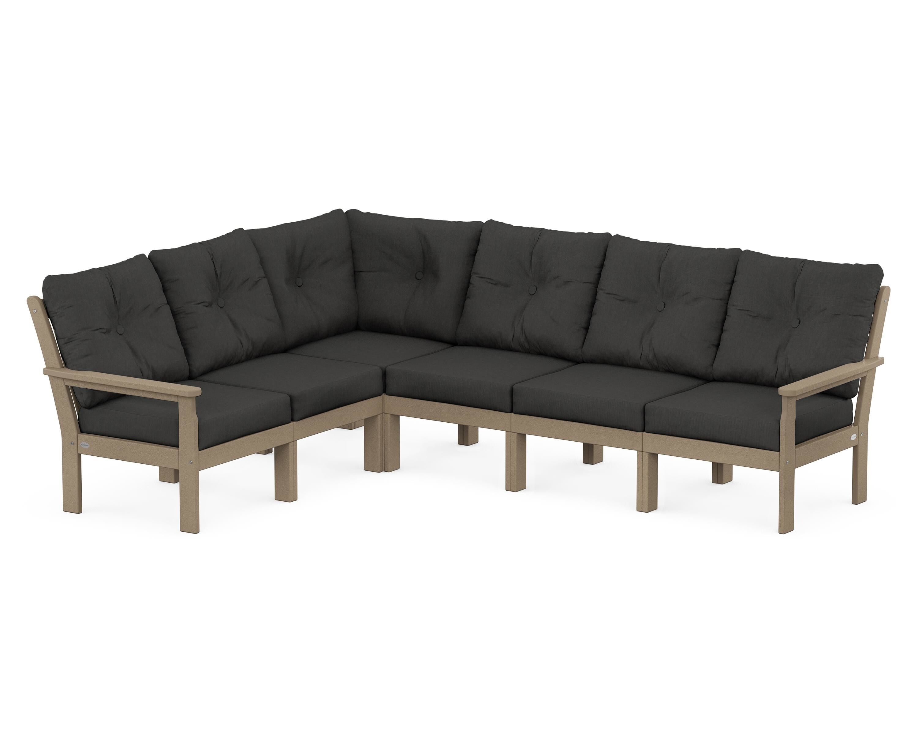 POLYWOOD® Vineyard 6-Piece Sectional in Vintage Sahara / Spectrum Carbon