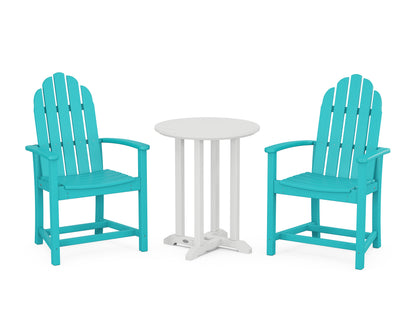 POLYWOOD® Classic Adirondack 3-Piece Round Bistro Dining Set in Aruba / White