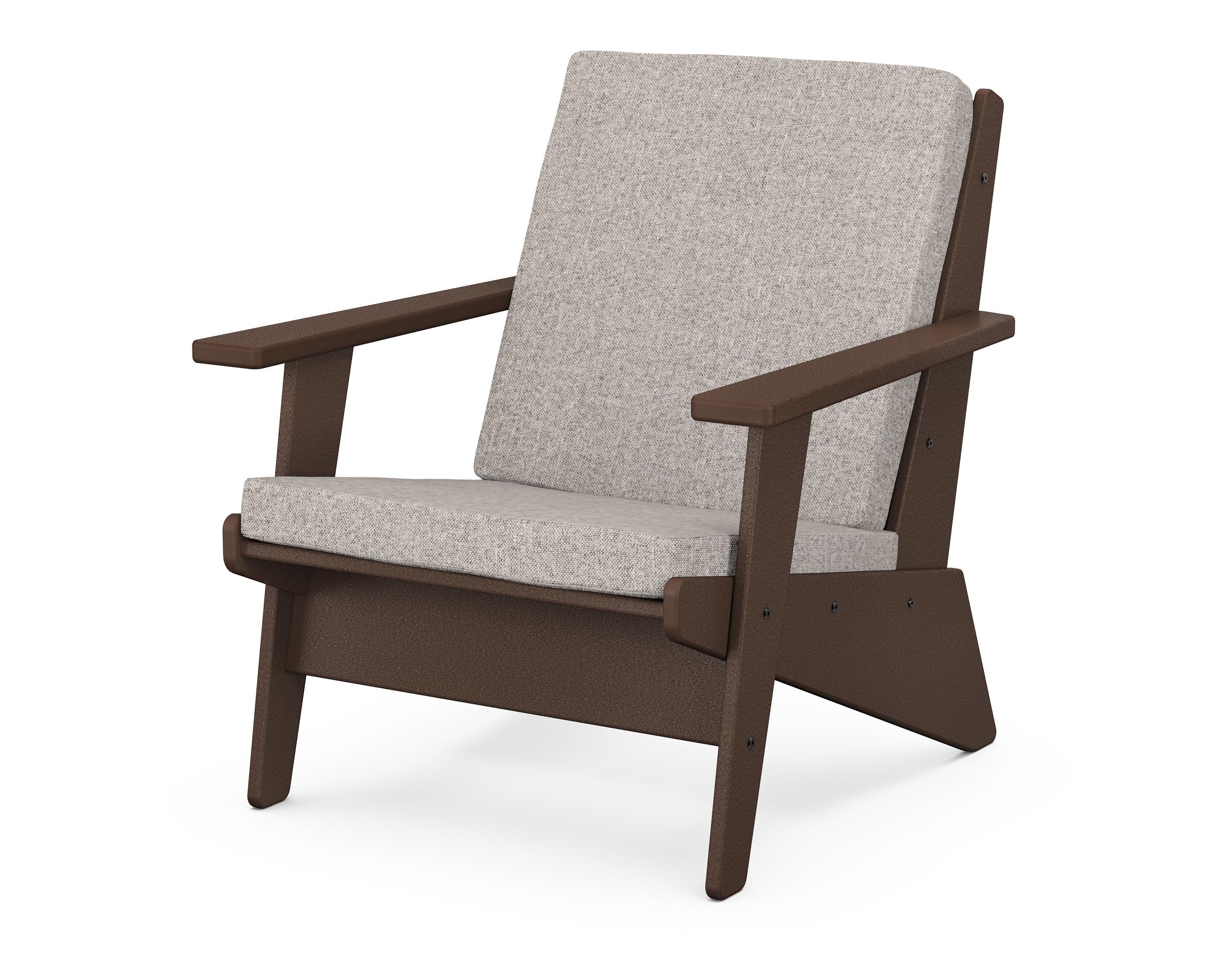POLYWOOD® Riviera Modern Lounge Chair in Mahogany / Weathered Tweed