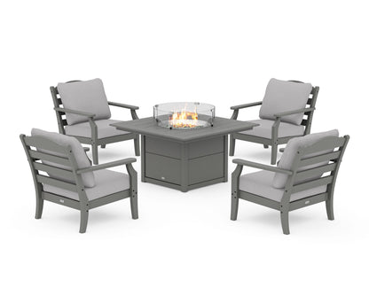 Draper James™ by  POLYWOOD® Savannah 5-Piece Deep Seating Set with Fire Pit Table in Slate Grey / Granite