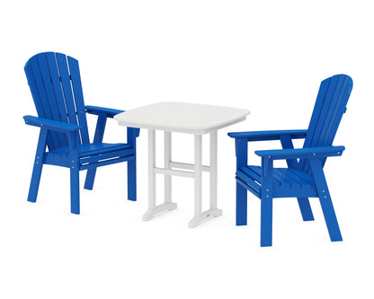 POLYWOOD® Nautical Adirondack 3-Piece Dining Set in Pacific Blue / White