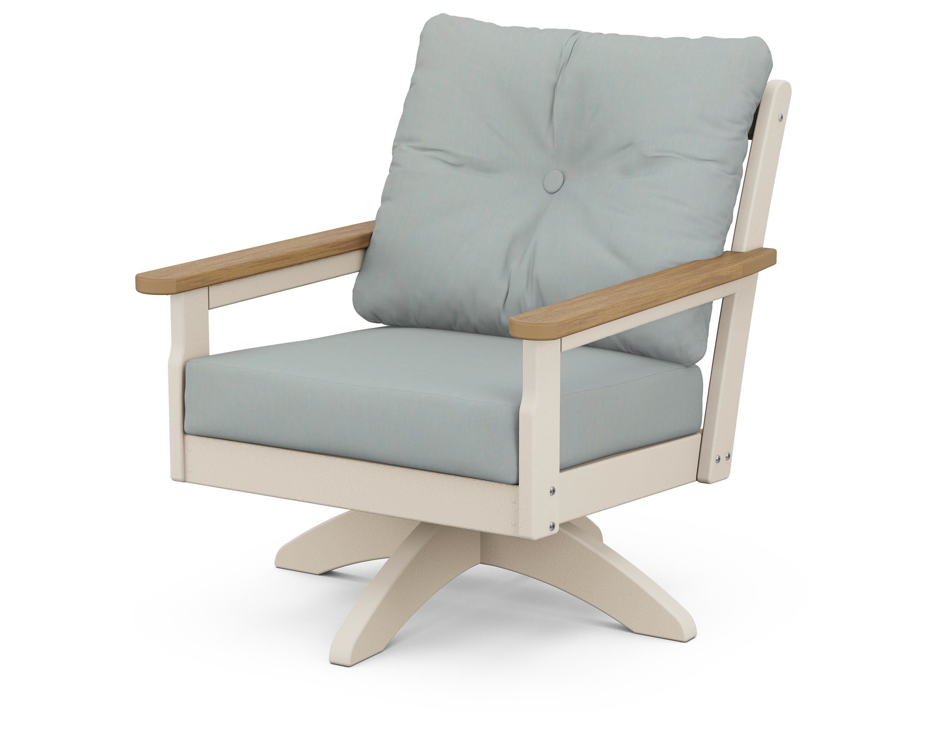 POLYWOOD® Vineyard Deep Seating Swivel Chair in Sand / Natural / Spa