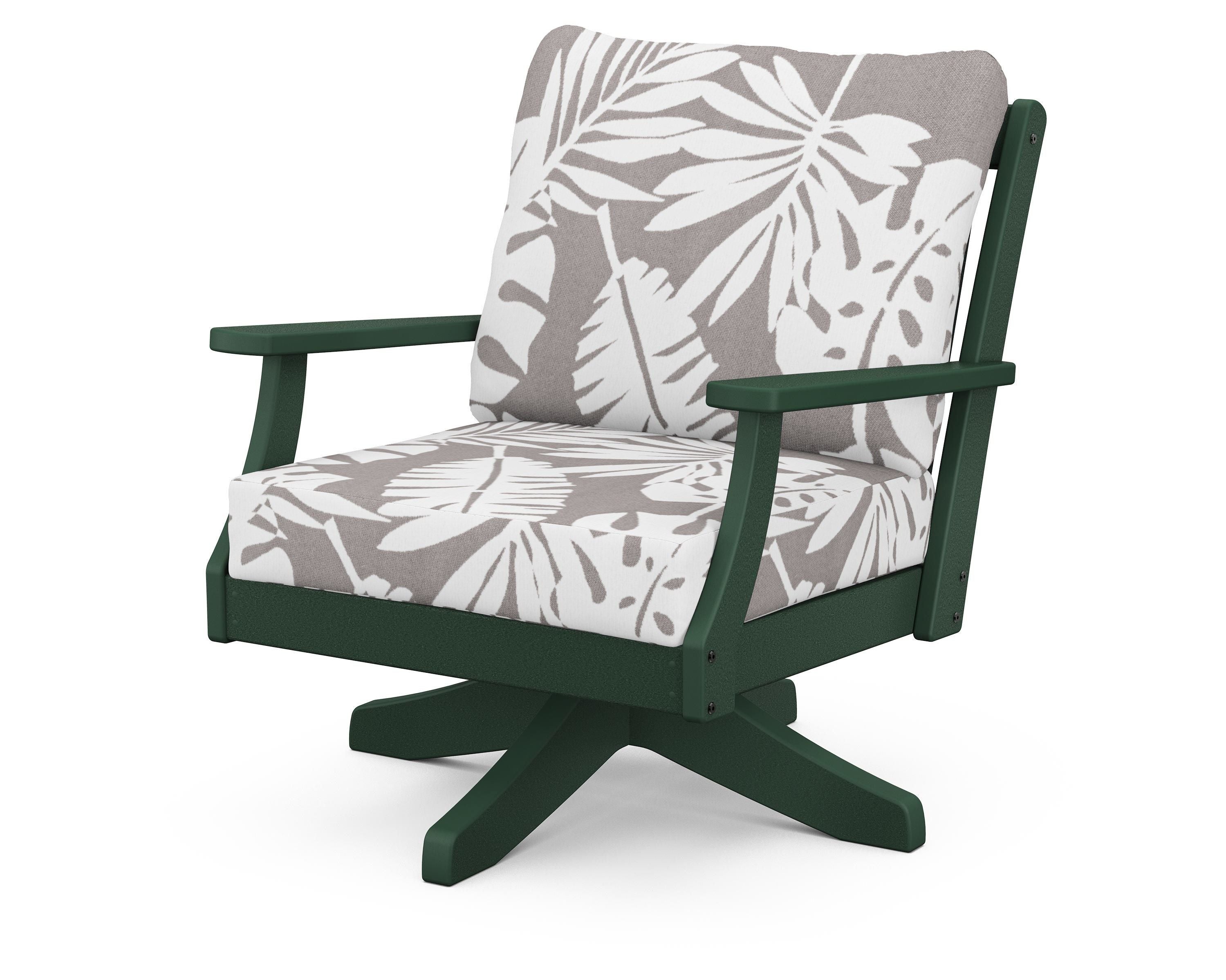 POLYWOOD® Braxton Deep Seating Swivel Chair in Green / Leaf Grey Mist