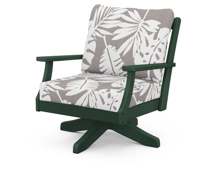 POLYWOOD® Braxton Deep Seating Swivel Chair in Green / Leaf Grey Mist