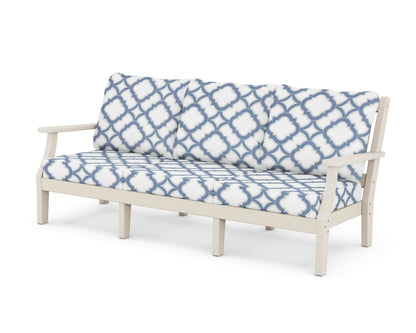 Martha Stewart by POLYWOOD® Chinoiserie Deep Seating Sofa in Sand / Trellis Sky Blue