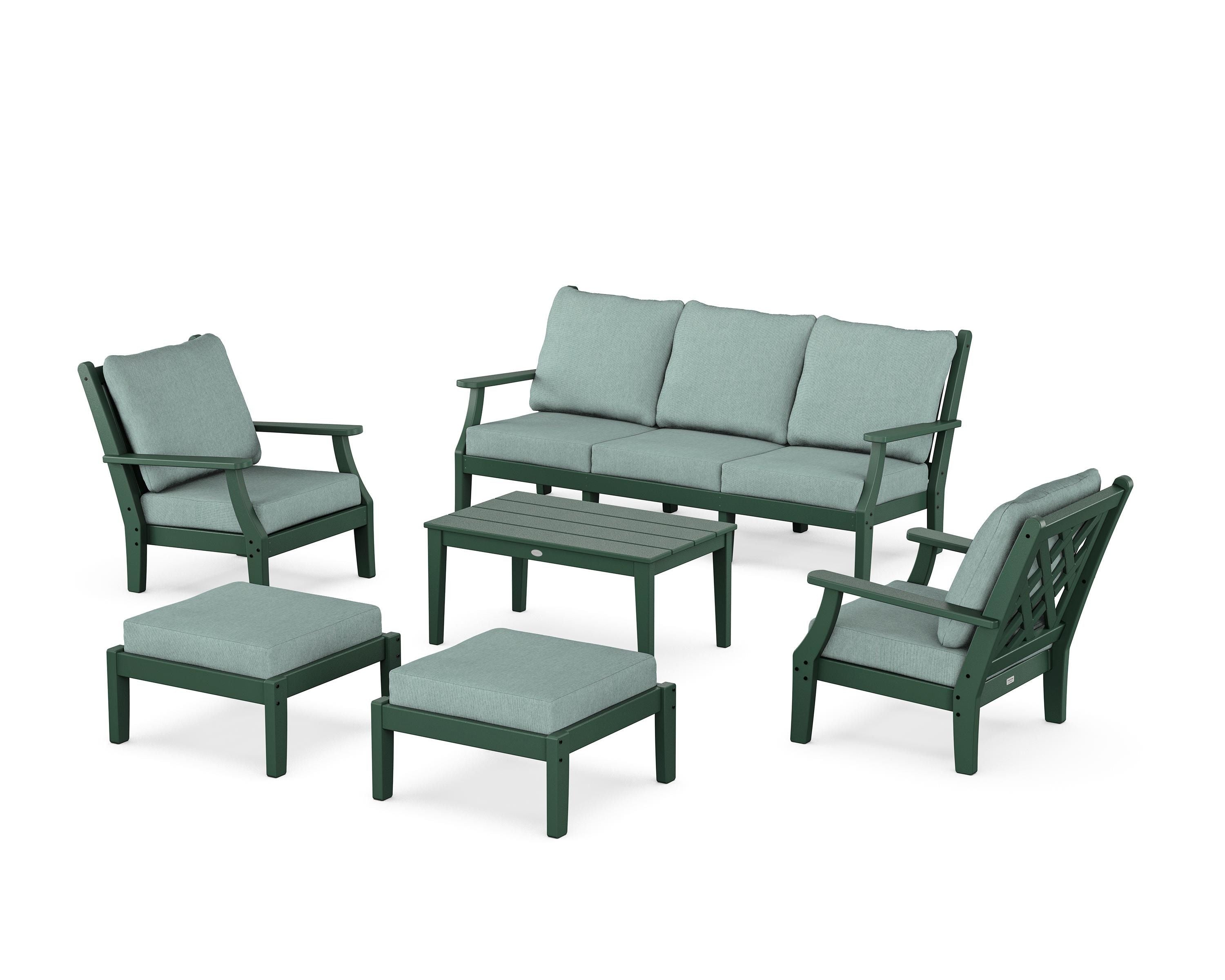 Country Living Wovendale 6-Piece Lounge Sofa Set in Green / Glacier Spa