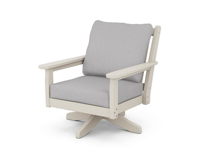 POLYWOOD® Chippendale Deep Seating Swivel Chair in Sand / Granite