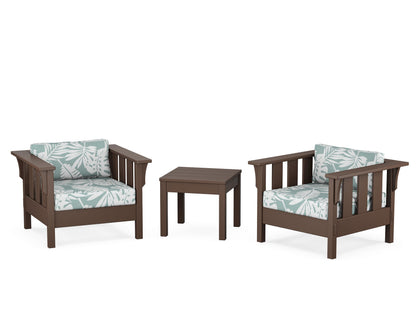 Martha Stewart by POLYWOOD® Acadia 3-Piece Deep Seating Set in Mahogany / Leaf Glacier Spa