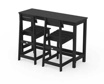 POLYWOOD® Modern Studio Plaza Counter Chair 3-Piece Balcony Set in Black