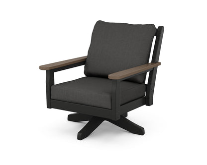 POLYWOOD® Chippendale Deep Seating Swivel Chair in Black / Kona / Spectrum Carbon