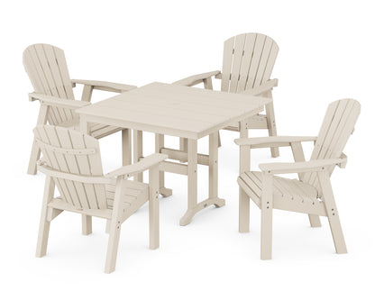 POLYWOOD® Seashell Chair 5-Piece Farmhouse Dining Set in Sand