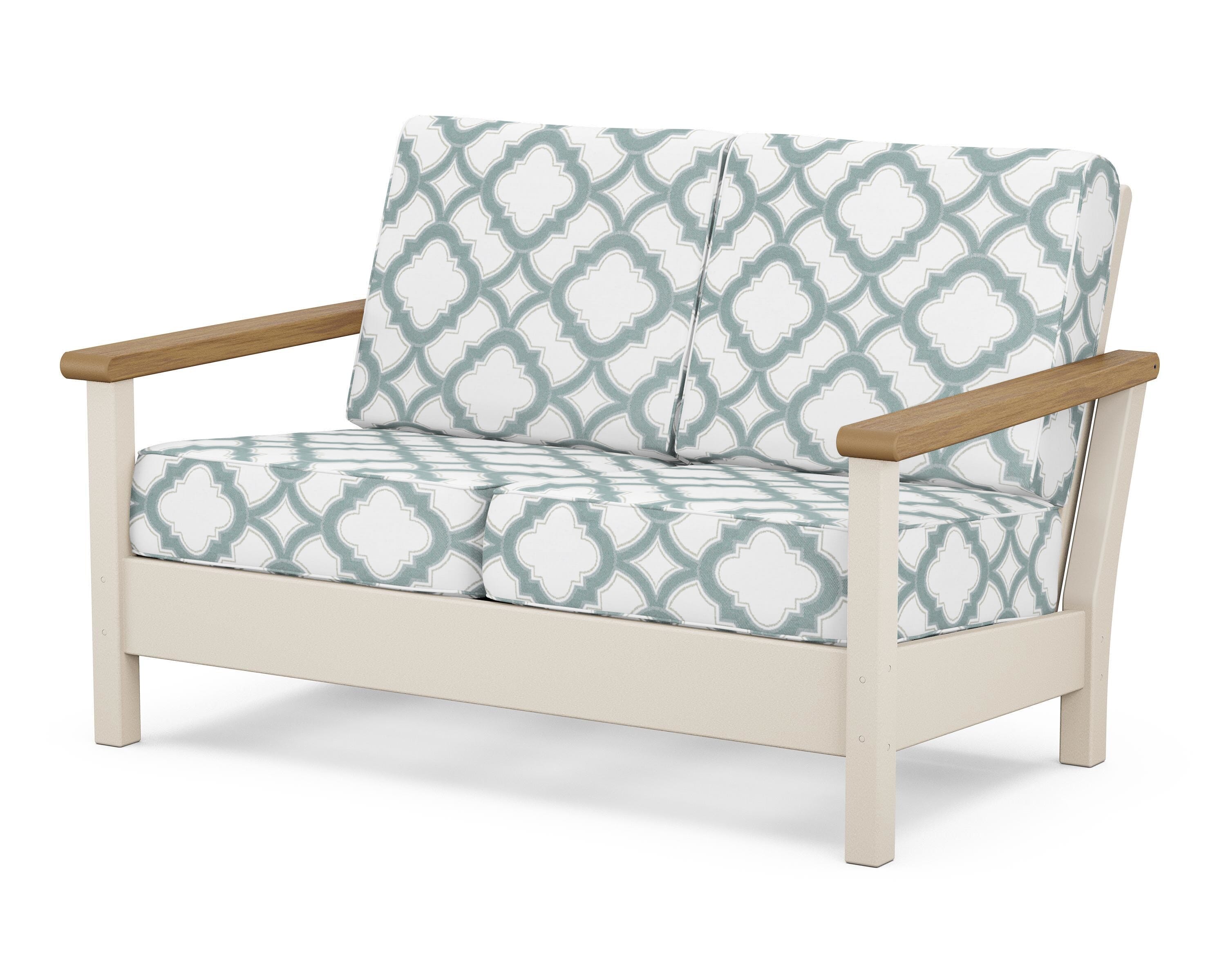 POLYWOOD® Harbour Deep Seating Loveseat in Sand / Natural / Trellis Glacier Spa