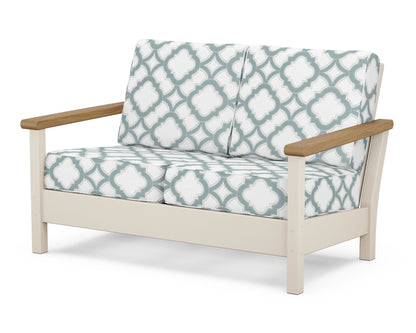 POLYWOOD® Harbour Deep Seating Loveseat in Sand / Natural / Trellis Glacier Spa