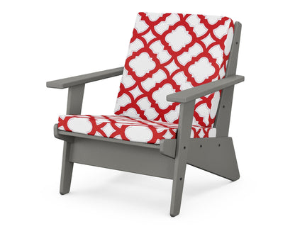 POLYWOOD® Riviera Modern Lounge Chair in Slate Grey / Trellis Crimson