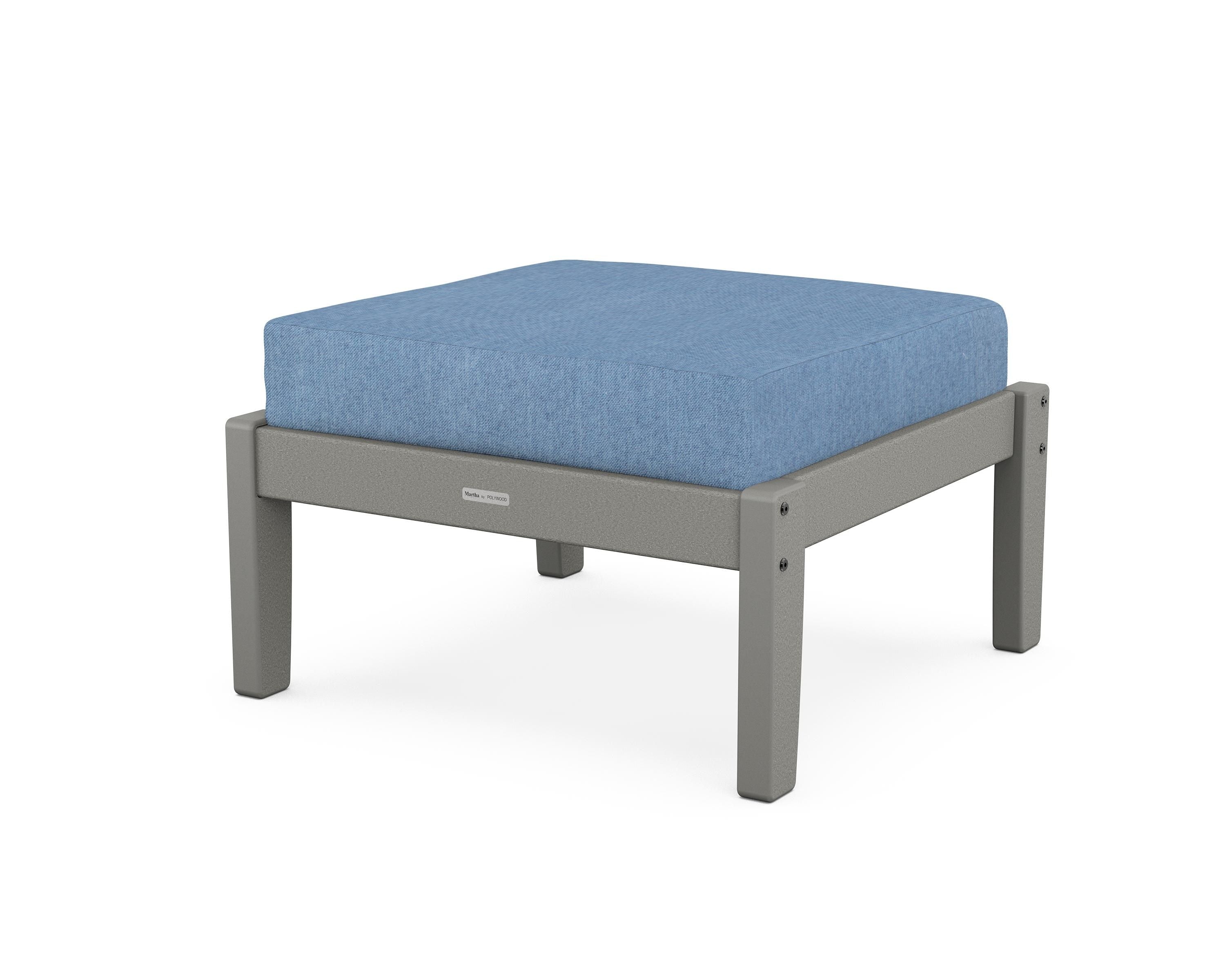 Martha Stewart by POLYWOOD® Chinoiserie Deep Seating Ottoman in Slate Grey / Sky Blue