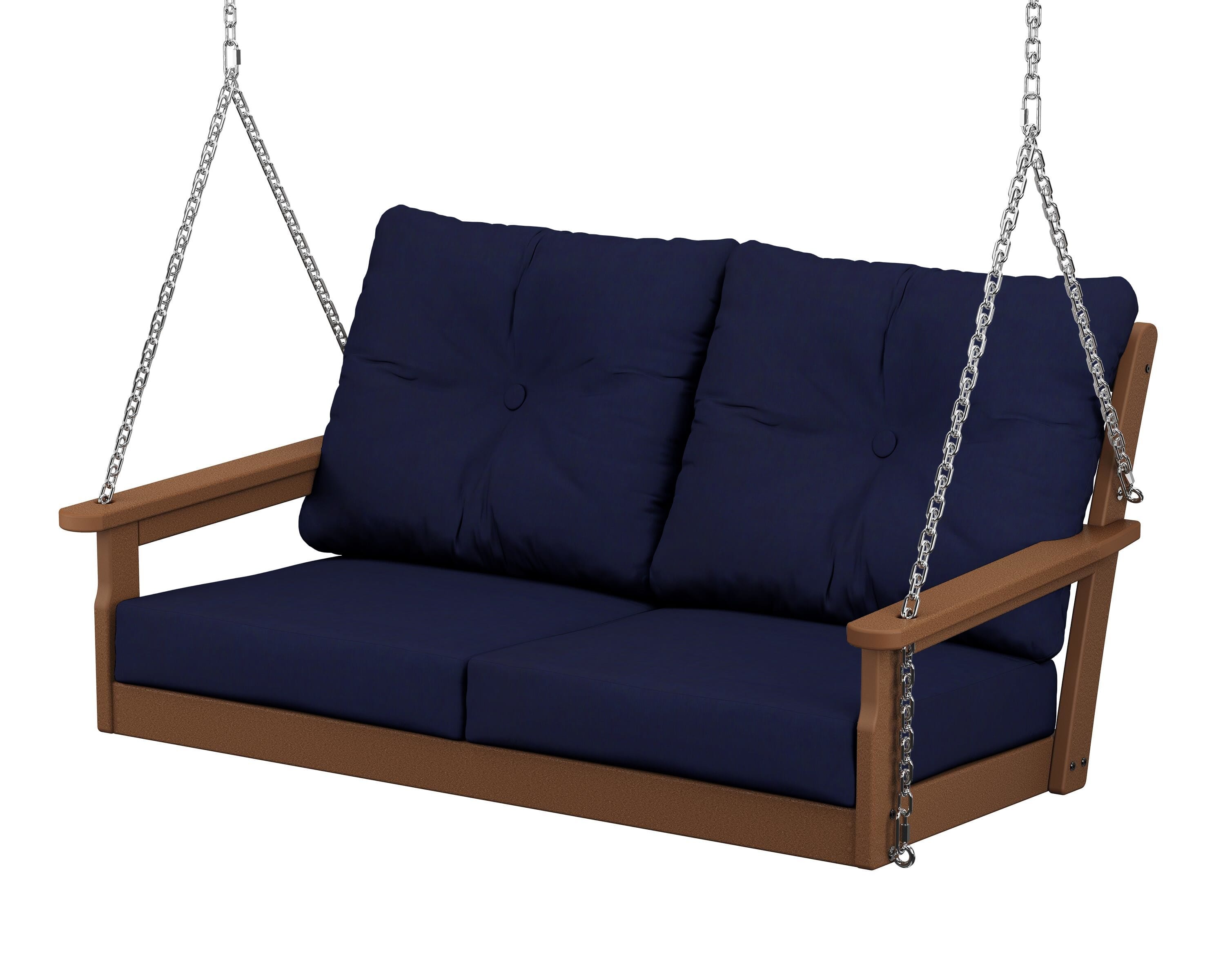 POLYWOOD® Vineyard Deep Seating Swing in Teak / Navy