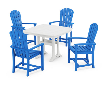 POLYWOOD® Palm Coast 5-Piece Dining Set with Trestle Legs in Pacific Blue / White