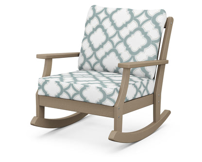 POLYWOOD® Braxton Deep Seating Rocking Chair in Vintage Sahara / Trellis Glacier Spa