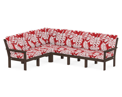 POLYWOOD® Vineyard 6-Piece Sectional in Mahogany / Leaf Crimson