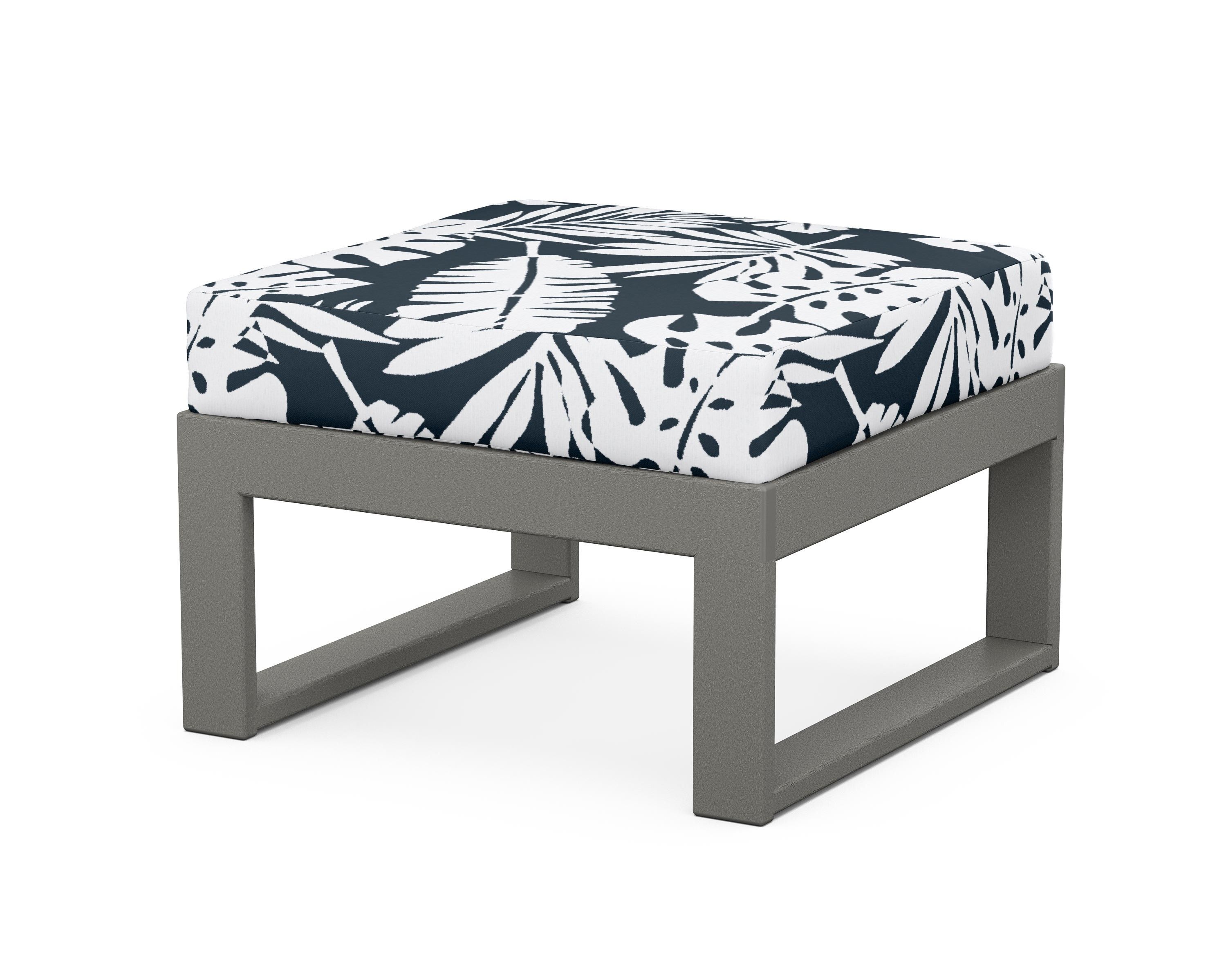 Unbranded Modular Ottoman - Modern in Slate Grey / Leaf Marine Indigo