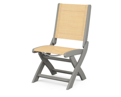 POLYWOOD® Coastal Folding Side Chair in Slate Grey / Dupioni Apricot Sling