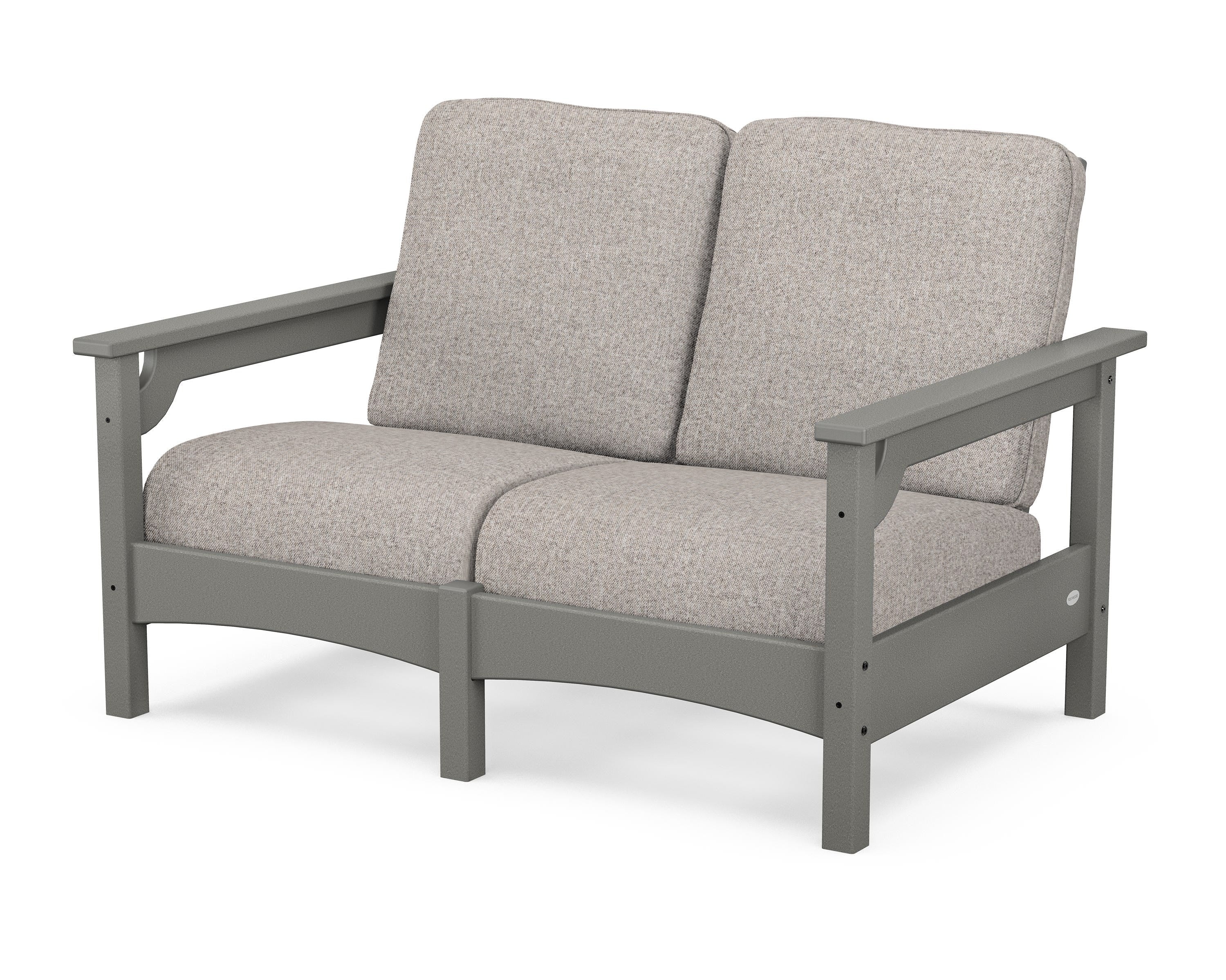 POLYWOOD® Club Loveseat in Slate Grey / Weathered Tweed