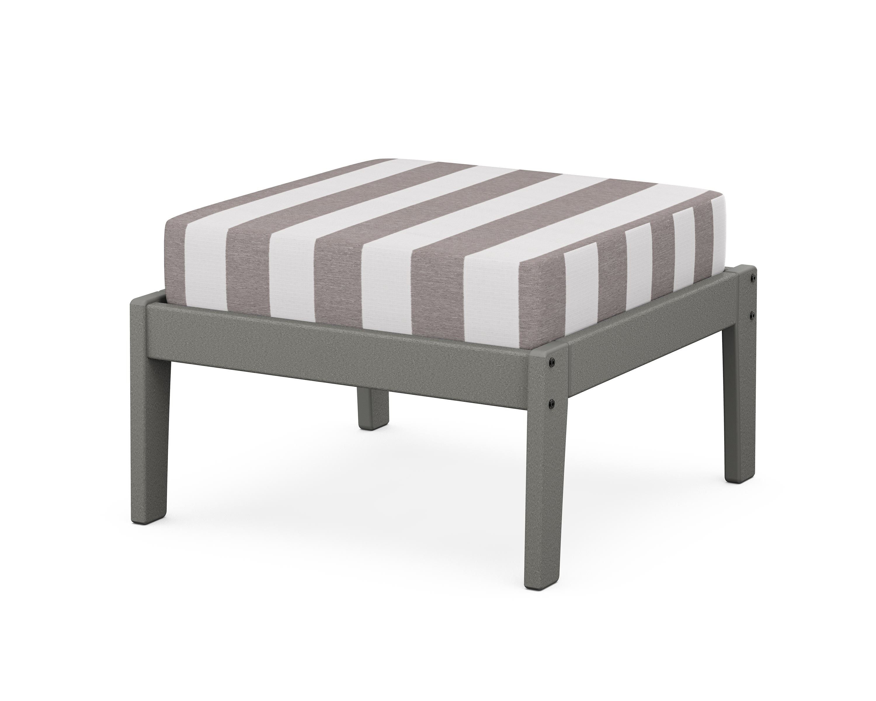 Unbranded Deep Seating Ottoman in Slate Grey / Cabana Stripe Grey Mist