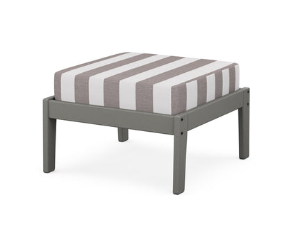 Unbranded Deep Seating Ottoman in Slate Grey / Cabana Stripe Grey Mist